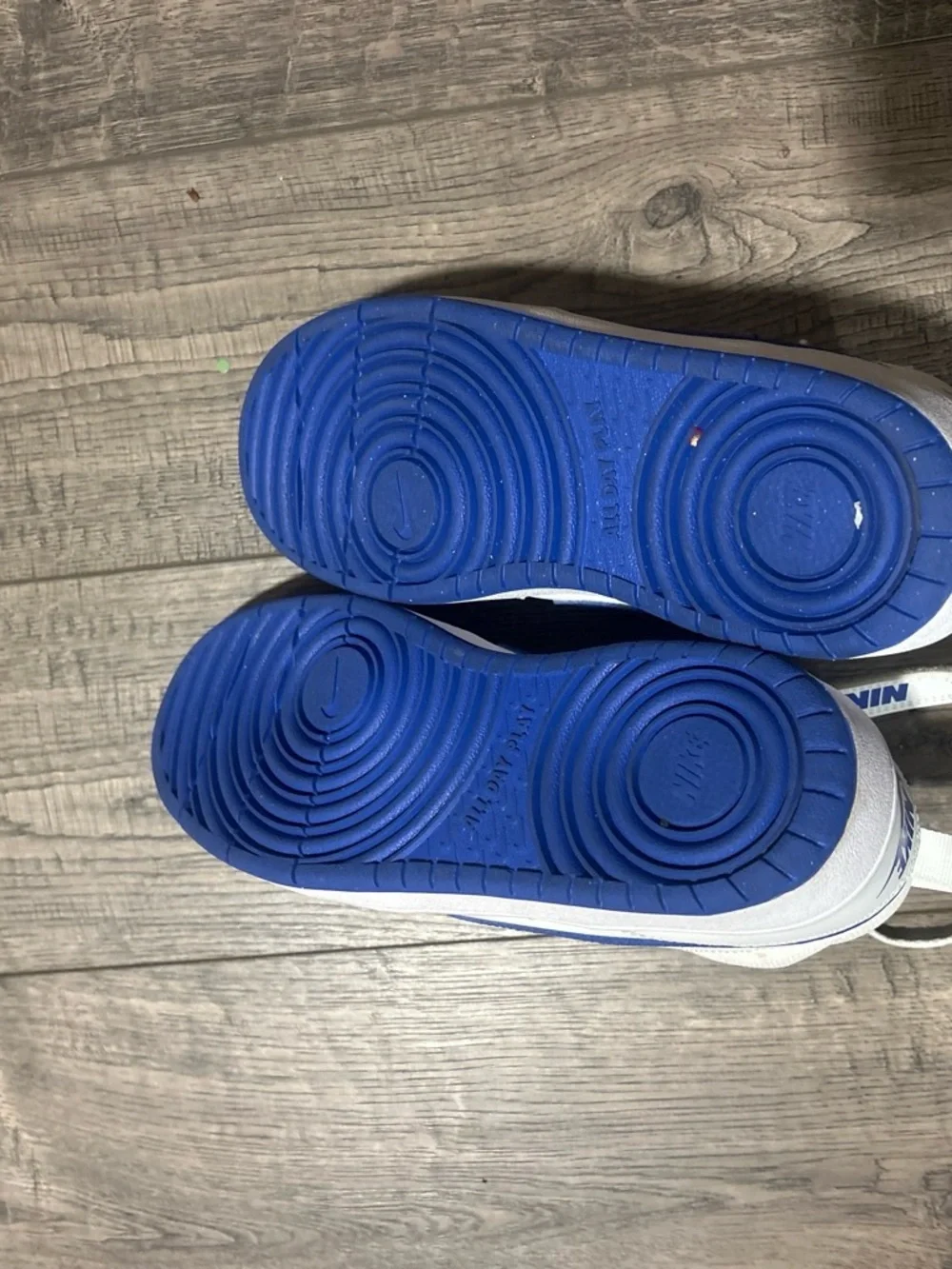 Nike White and Blue Mid-Top Sneakers